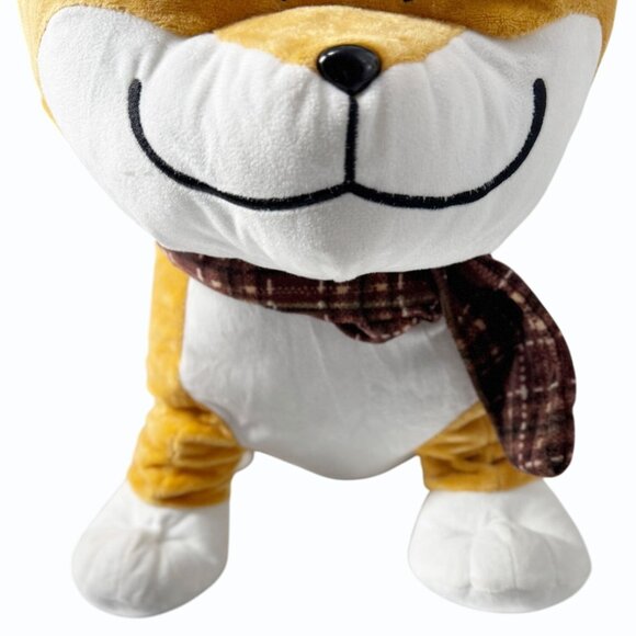 Goffa Smiling Shiba Inu Plush Japanese Dog With Scarf 15" Super Soft Stuffed Toy - Picture 3 of 10
